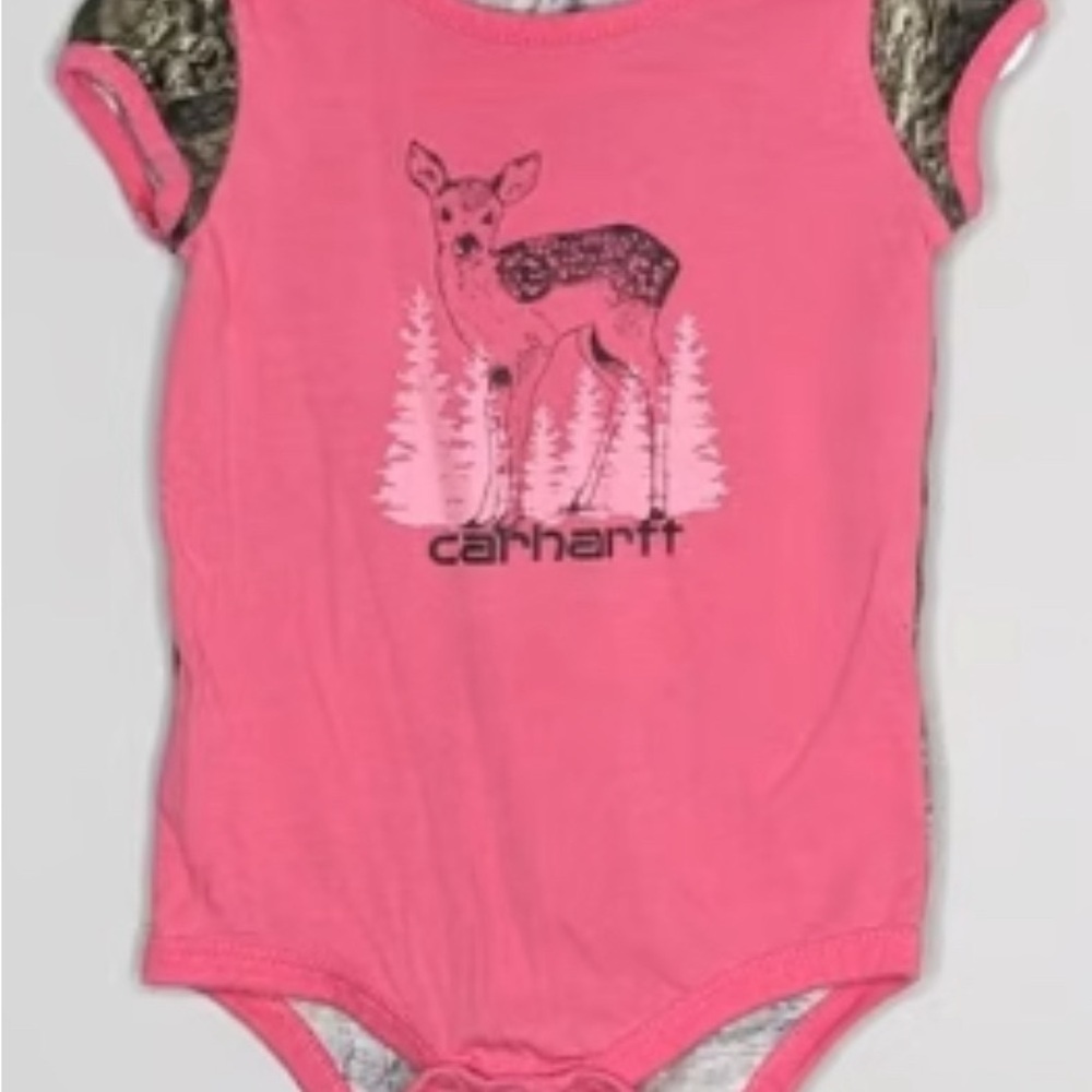Carhartt Pink and Camouflage Kids Bodysuit 24m